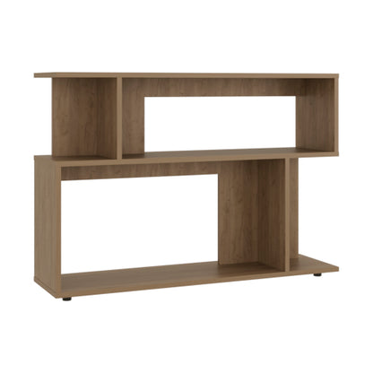 Asymmetrical Sofa Side Table with Open Storage & Top Shelf
