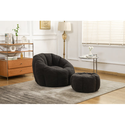 Faux Fur Memory Foam Ergonomic Bean Bag Lounge Chair with Armrests for Dorm Apartment Living Room