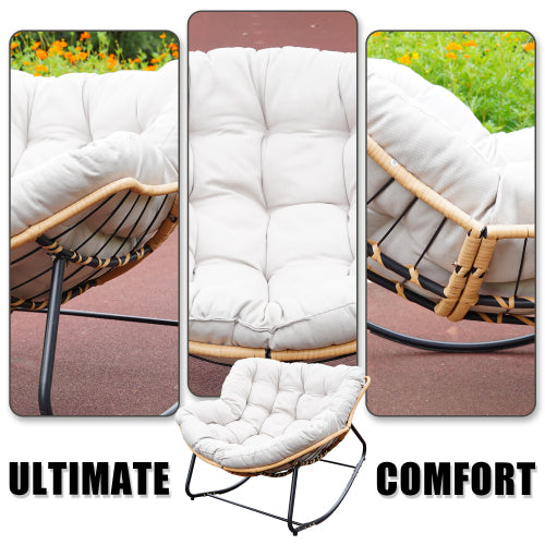 Outdoor Rocking Chair, Patio Egg Rocking Chair, Indoor Papasan Chair, Rattan Wicker Lounge Chair