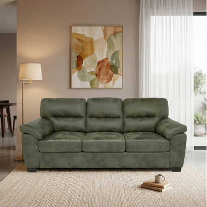 81 inch  Olive-Green 3-Seater Retro Foil-Fabric Sofa,Padded Armrests,Black Triangle Legs
