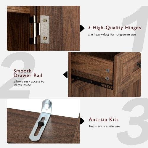 71inch  Farmhouse Kitchen Pantry Cabinet with Pull-Out Shelves Brown