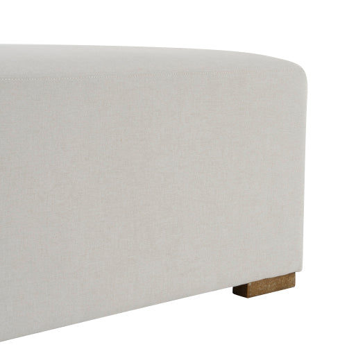 White Nordic Long Ottoman Bench, Breathable Skin-Friendly Fabric Shoe Stool, Holds 2-3 People for Bedroom Entryway