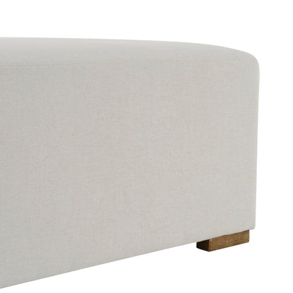 White Nordic Long Ottoman Bench, Breathable Skin-Friendly Fabric Shoe Stool, Holds 2-3 People for Bedroom Entryway