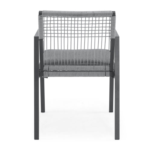 Outdoor Dining Chair Set of 2, Aluminum + Rope , Outdoor Armchair Seating for Patio Backyard Poolside Balcony, Cushion included