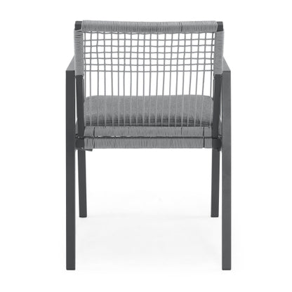 Outdoor Dining Chair Set of 2, Aluminum + Rope , Outdoor Armchair Seating for Patio Backyard Poolside Balcony, Cushion included