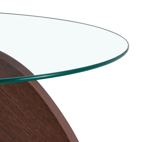 Claw Leg Round Glass Coffee Table Walnut MDF 27.5 Inch Load 300 lbs