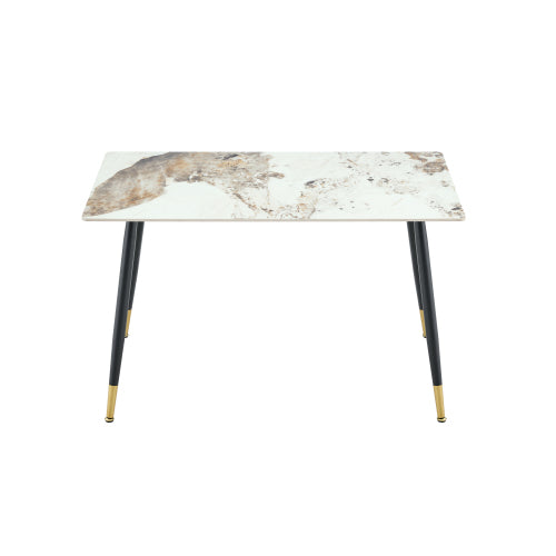 Sintered Stone Dining Table with Metal Base, Pandora Beige
