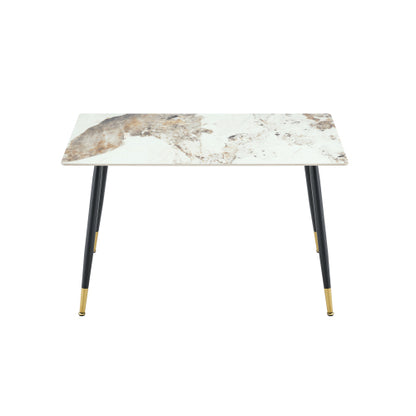 Sintered Stone Dining Table with Metal Base, Pandora Beige