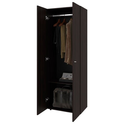 Armoire, 2 Doors, 2 Shelves, Walnut / Black Wengue