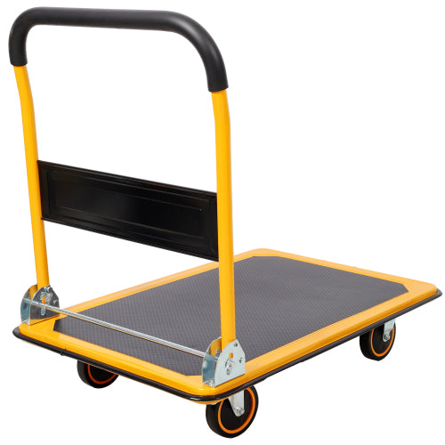 Foldable Platform Truck Push Dolly 330 lb. Weight Capacity Black and Yellow