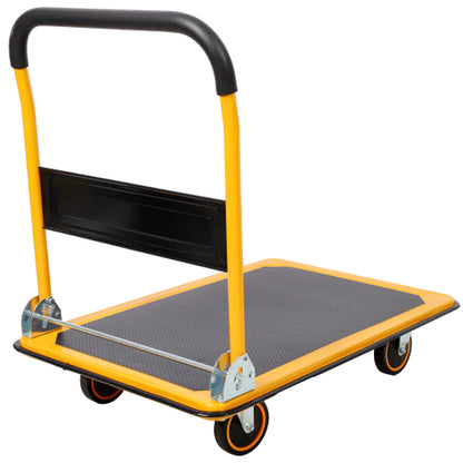 Foldable Platform Truck Push Dolly 330 lb. Weight Capacity Black and Yellow