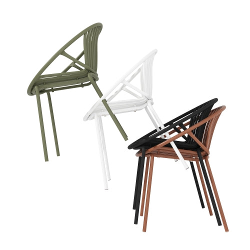 Patio Dining Chairs Stackable Chairs with Breathable Design Modern Simple Art Style
