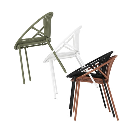 Patio Dining Chairs Stackable Chairs with Breathable Design Modern Simple Art Style