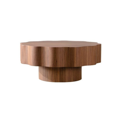 31.5 Inch Scalloped Edge Coffee Table, Walnut