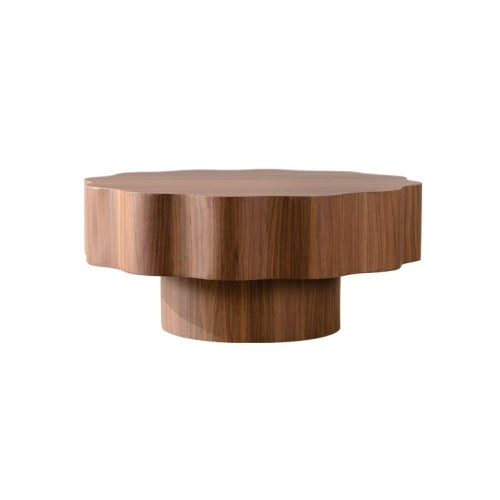 31.5 Inch Scalloped Edge Coffee Table, Walnut