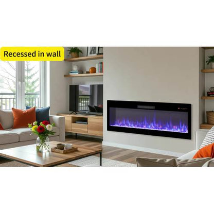Smart 50" WiFi-Enabled Electric Fireplace Heater, Recessed in-Wall and Wall-Mounted