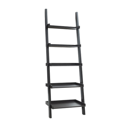 5-Shelf Ladder Bookcase with Multi-Depth Shelves and Side Barriers