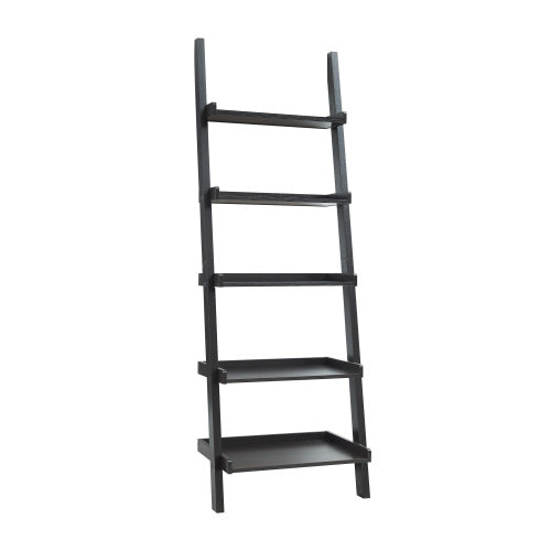 5-Shelf Ladder Bookcase with Multi-Depth Shelves and Side Barriers