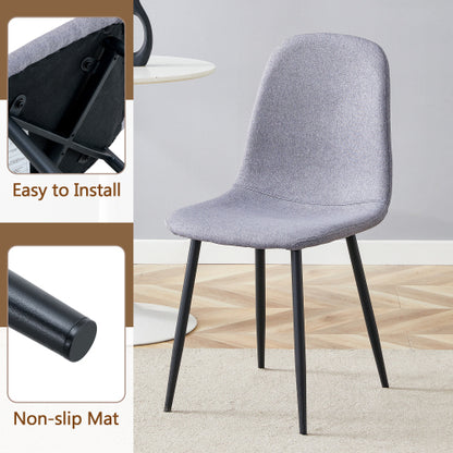 47.3inch  Round Dining Table Set with Storage, 4 Linen Chairs, Modern Style