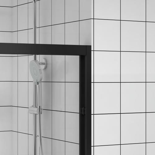 44-48"x76" Aluminum Frame Double Sliding Shower Door,Bypass Bathroom Sliding Door with Premium 1/4" (6mm) Clear Tempered Glass, Black Hardware Sliding Glass Shower Enclosure,Matte Black Finished