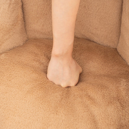 Pumpkin-Shape Faux-Fur Giant Bean Bag Chair with Footrest for Adults Kids