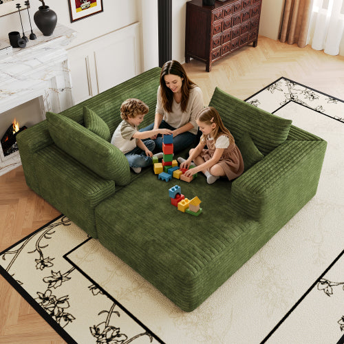 103 inch  Green L-Shape Cloud Deep-Seat Corner Sectional Sofa, No Assembly