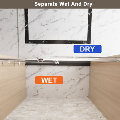 Frameless Single sliding shower door 56-60 "W x 76" H, 1/4 "(6 mm) Clear Tempered Glass, Explosion Proof Film, Stainless Steel Handle Square Tube Track Brushed Nickel
