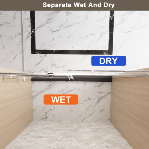 Frameless Single sliding shower door 56-60 "W x 76" H, 1/4 "(6 mm) Clear Tempered Glass, Explosion Proof Film, Stainless Steel Handle Square Tube Track Brushed Nickel