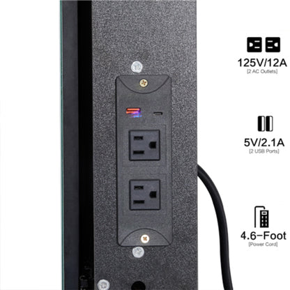 29.2" Small Size Left Drawer Desktop Vanity Table + Cushioned Stool, 2 AC+2 USB Power Station, Hair dryer bracket, Extra Large Touch Control Sliding LED Mirror, Tri-color Switching, Brightness Adjust