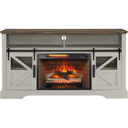 60 Inch Electric Fireplace Entertainment Center With Door Sensor-Jasmine white color