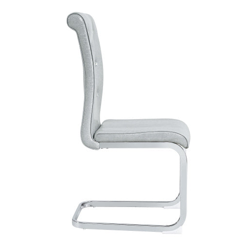 Set of 2 Retro Alligator Skin Faux Leather Dining Chairs, Crystal Buckle Design with Electroplated Metal Bow Legs