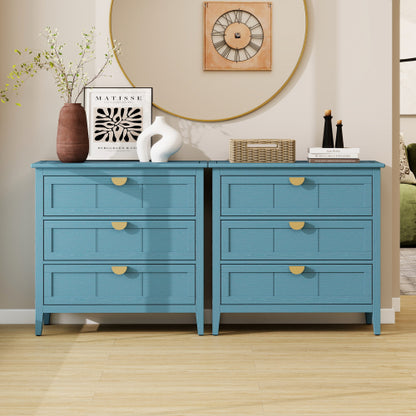 American Style 3-Drawer Storage Cabinet Anti-Tip Design Non-Slip Foot Pad Household Bedroom Study Wooden Chest Cabinet
