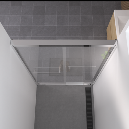 44-48"x76" Aluminum Frame Double Sliding Shower Door,Bypass Bathroom Sliding Door with Premium 1/4" (6mm) Clear Tempered Glass, Chrome Hardware Sliding Glass Shower Enclosure,Chrome Finished