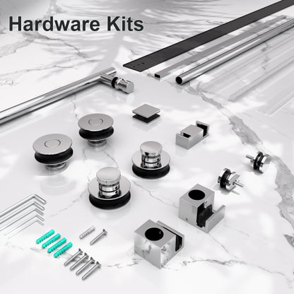 56"-60"W x 72"H Frameless Single Sliding Shower Door – 5/16" (8mm) Clear Tempered Glass, Bypass Design with Chrome Finish