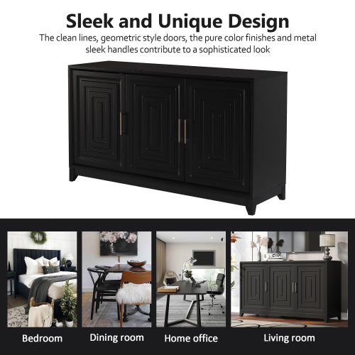 Modern TV Stand for 65 Inch TV with Storage Cabinets and Solid Wood Legs