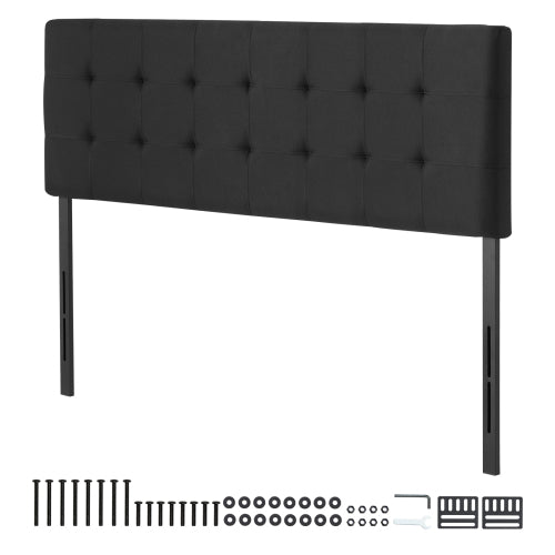 Headboard, Queen Size Headboard with Adjustable Height, Comfortable Diamond Tufted for Queen Size Bed, W62.2 x H(42.72-54.53) x D2.76 in, Ideal for Bedroom, Hotel, Homestay, Dormitory, Black