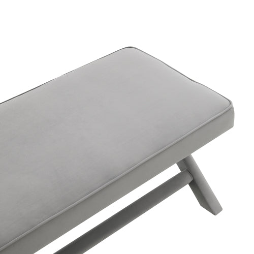 Velvet Ottoman Bench with X-Cross Legs, Upholstered Accent Stool for Bedroom Living Room