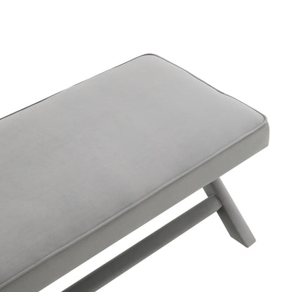 Velvet Ottoman Bench with X-Cross Legs, Upholstered Accent Stool for Bedroom Living Room