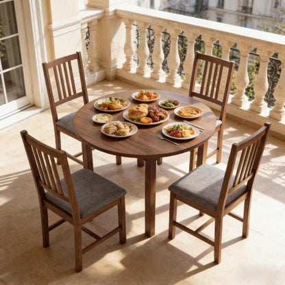 Set of 4 Upholstered Dining Chairs Gray Linen Vertical Back Chair