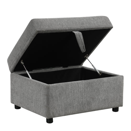 26.6 inch inch x32.1 inch inch Gray Chenille Movable Storage Ottoman, 250 LBS Capacity Footrest for Living Room Bedroom