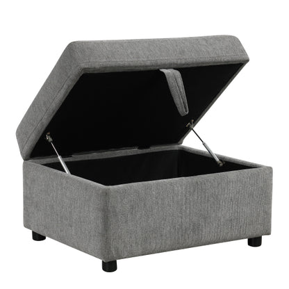 26.6 inch inch x32.1 inch inch Gray Chenille Movable Storage Ottoman, 250 LBS Capacity Footrest for Living Room Bedroom