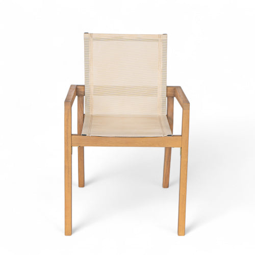 BELFAST DINING CHAIR,Set of 2,Teak Frame+ Beige Textile