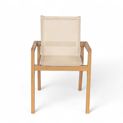 BELFAST DINING CHAIR,Set of 2,Teak Frame+ Beige Textile