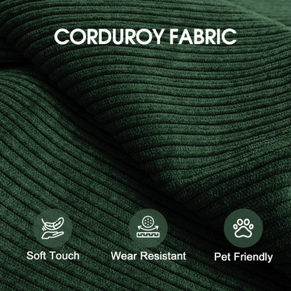 78.8-Inch Green Compression Convertible Boneless Modular Corduroy Floor Sofa-Bed No-Assembly for Living-Room Bedroom