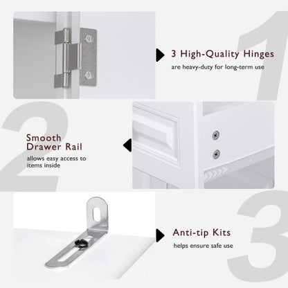 71inch  Farmhouse Pantry Cabinet with Pull-Out Organizers White