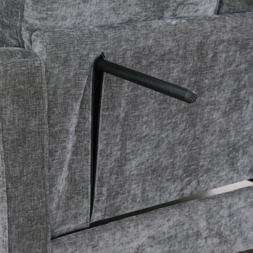 Gray 2-Seater Sofa with Irregular Arms, Storage Footrest & 2 Throw Pillows