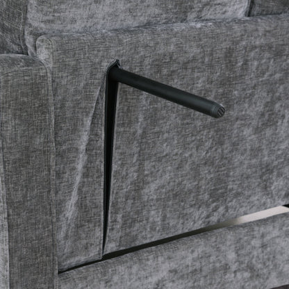 Gray 2-Seater Sofa with Irregular Arms, Storage Footrest & 2 Throw Pillows