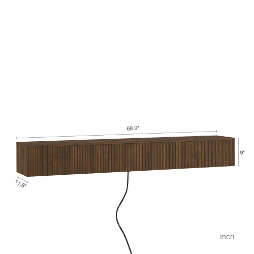 68.8 Inch Floating LED Wall TV Stand 100 LBS Load 16 Color Lights for 55-65 Inch Flat Screen TVs