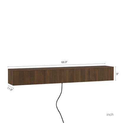 68.8 Inch Floating LED Wall TV Stand 100 LBS Load 16 Color Lights for 55-65 Inch Flat Screen TVs