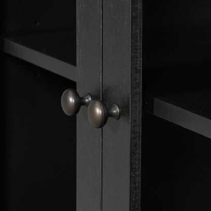 Black Storage Cabinet with 7 Drawers and 2 Doors